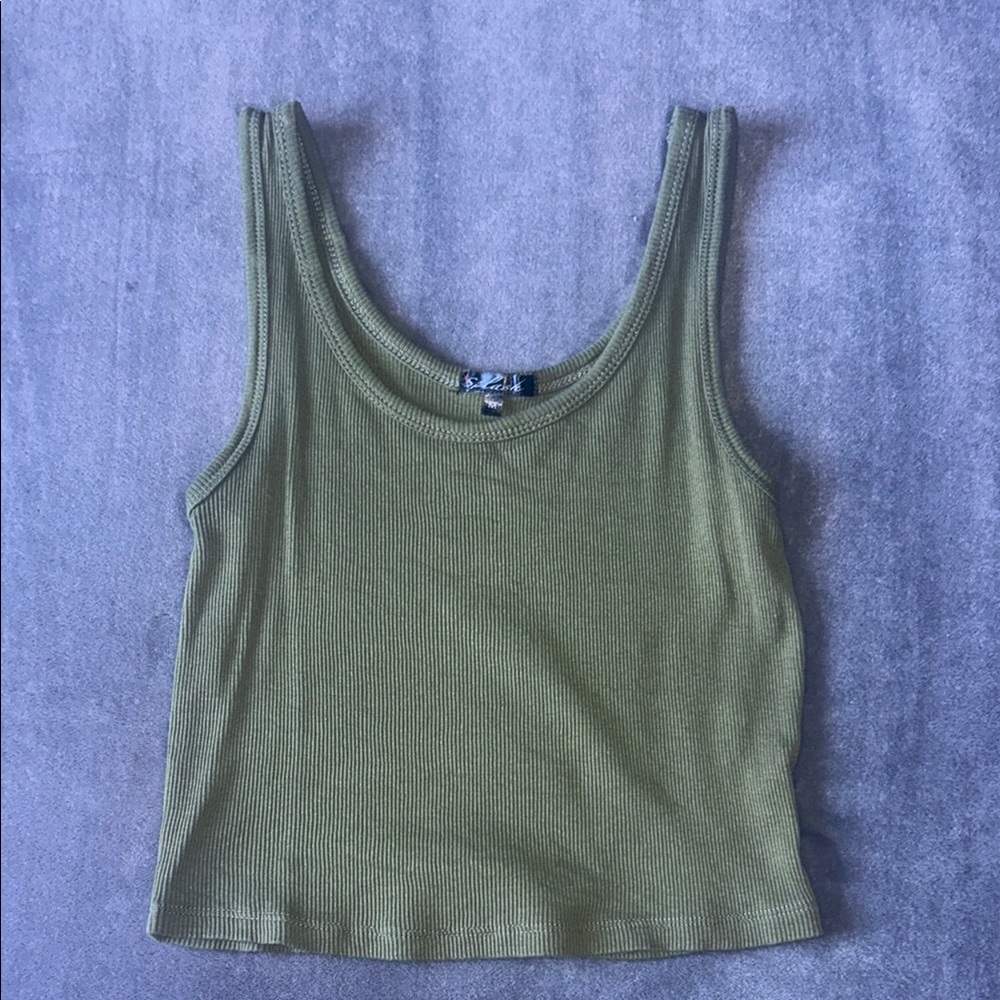 Olive Green Ribbed Tank Top